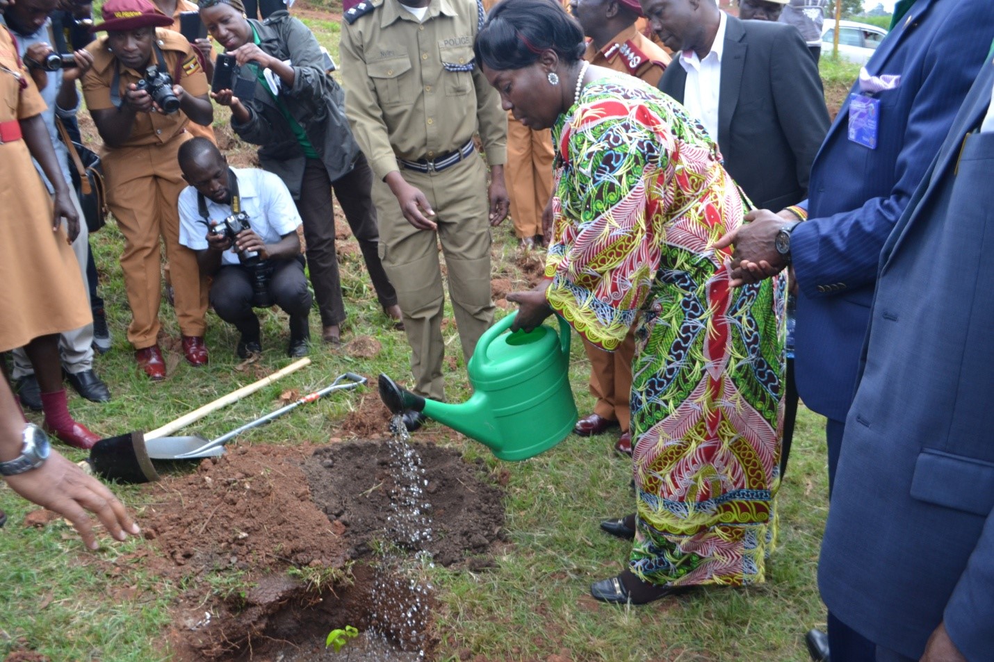 The Rt. Hon. Speaker of Parliament Rebecca Kadaga launching the NFA & Rotary Uganda tree planting partnership drive.